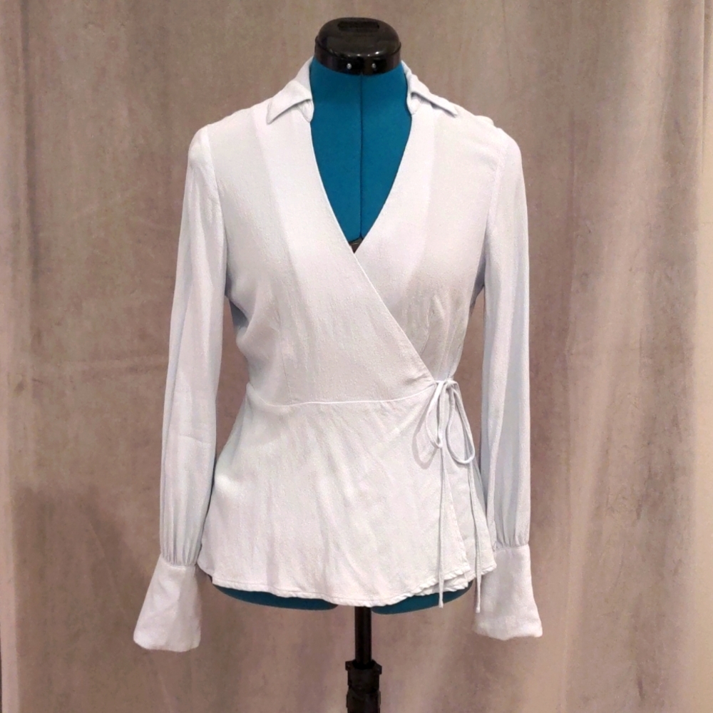 Ice Blue J Crew Wrap Top Size 6